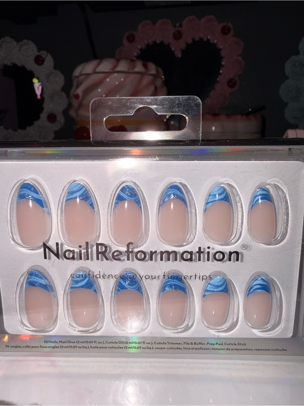 Nail Reformation Blue Marbled French Tip Press-On Nails